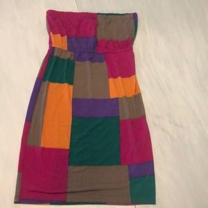 Color block strapless dress!